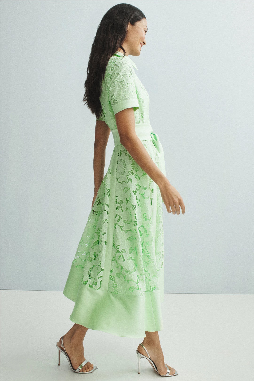 Belted Lace Shirt Dress by Badgley Mischka 1