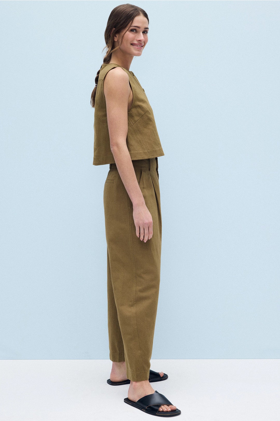 Godet Button Up Tank Top by Apiece Apart 1