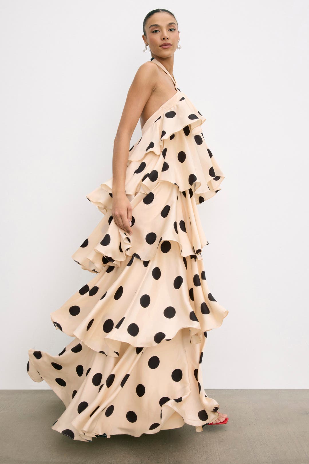 大人気♪【Mac Duggal】レイヤード ポルカドット カクテルドレス Polka Dot Tiered Ruffle Gown by Ieena for Mac Duggal | Rent