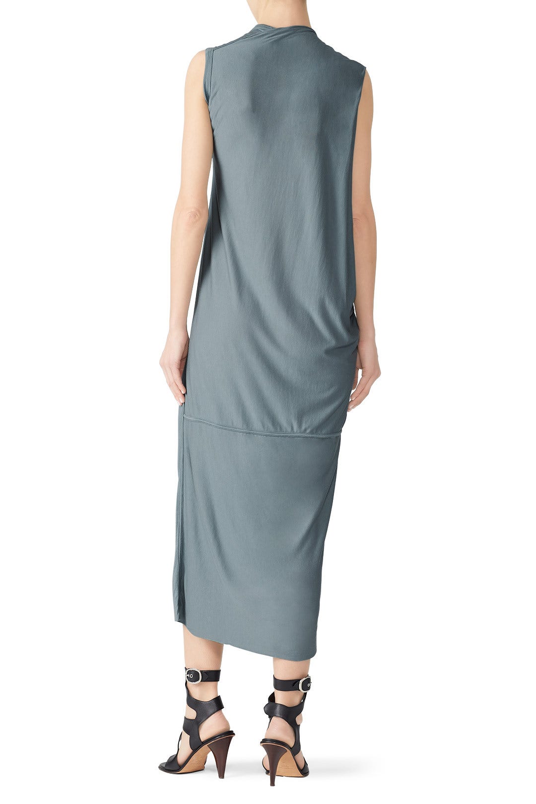 Steel Draped Midi Dress by RICKOWENSLILIES 1