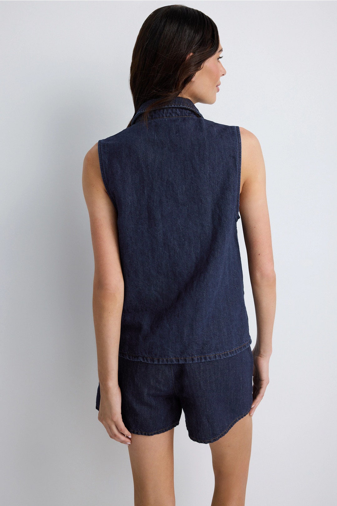 Denim Sleeveless Collared Shirt by 7 For All Mankind 2