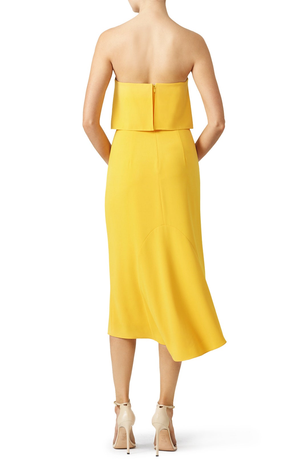 Marigold Strapless Tiered Dress by HALSTON 1