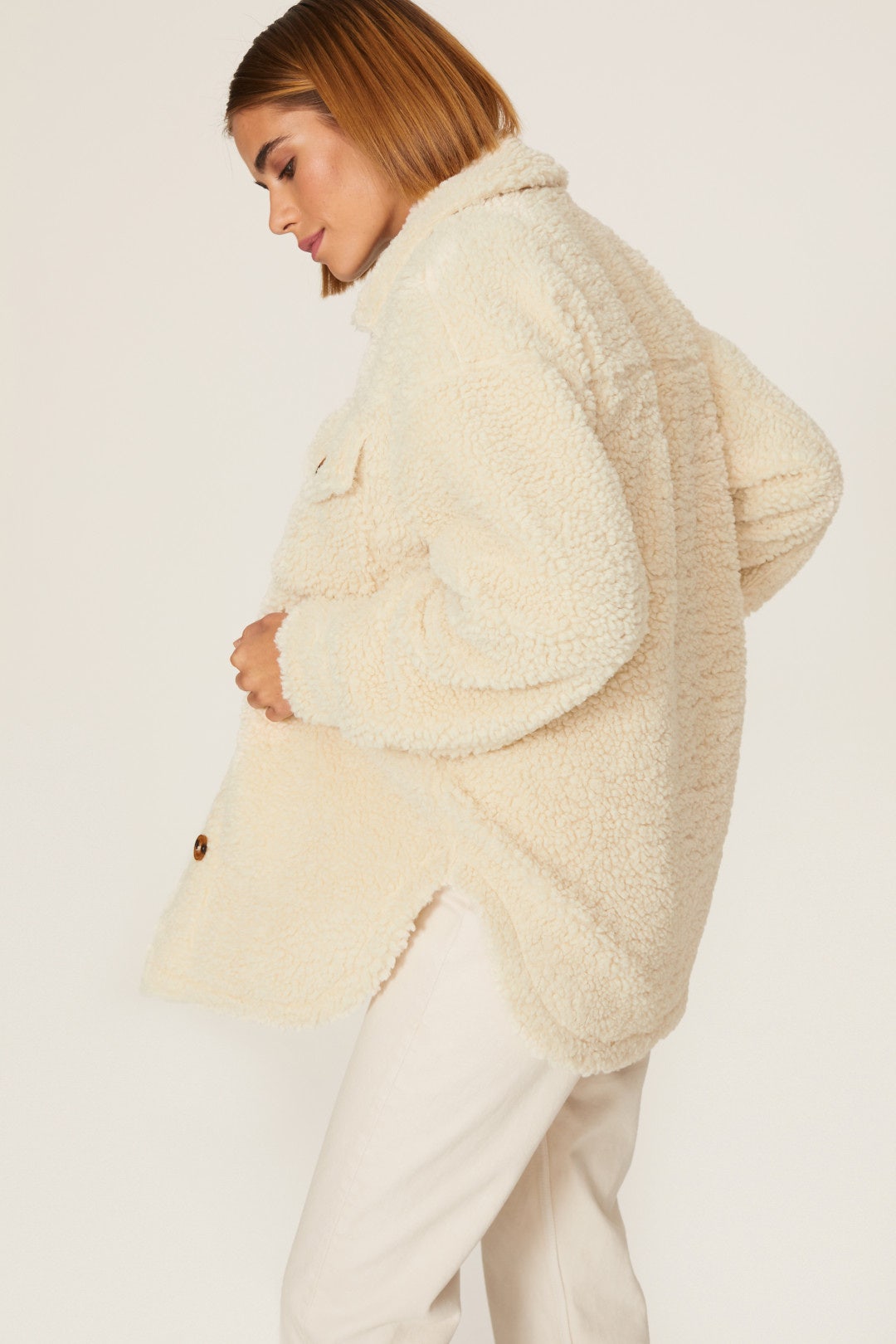 Faux Sherpa Shirt Jacket by Slate & Willow 1