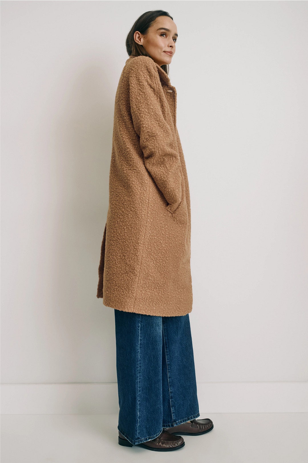 Brown Balmacaan Coat by Ellen Tracy 1