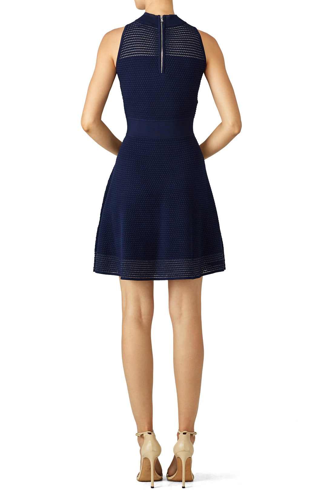 Navy Stitch Flare Dress by Milly 2