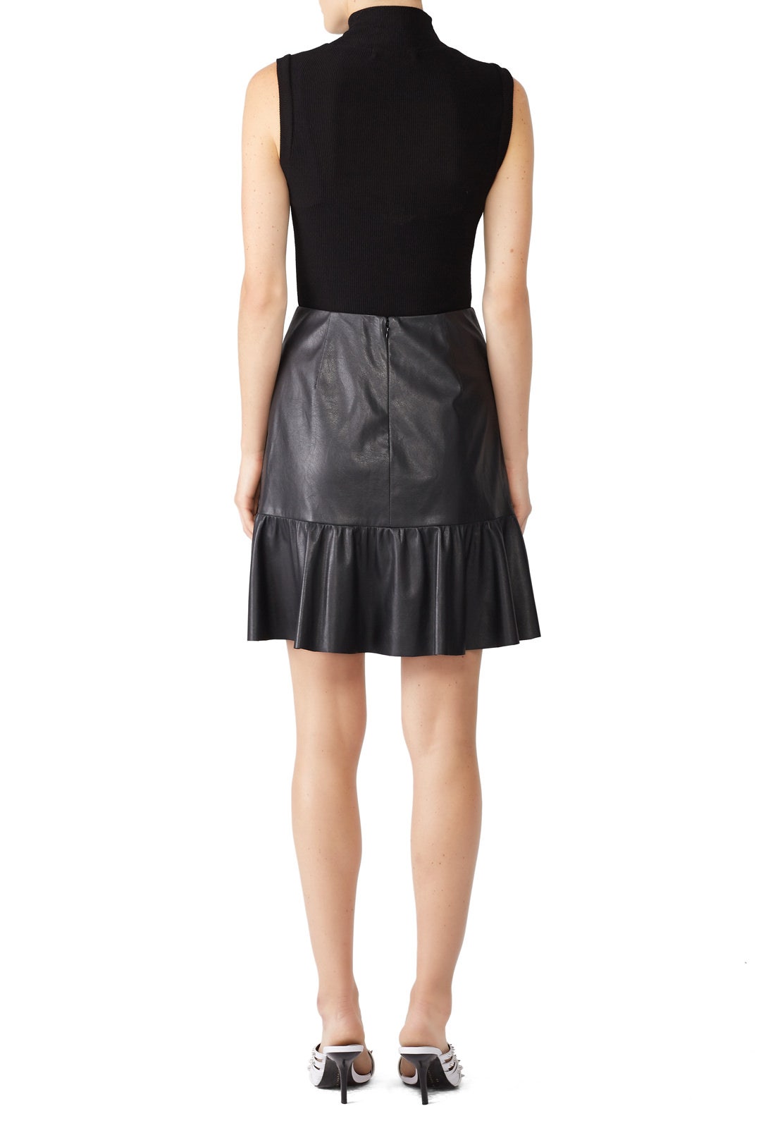 Ruffled Vegan Leather Skirt by Rebecca Taylor NYC 1