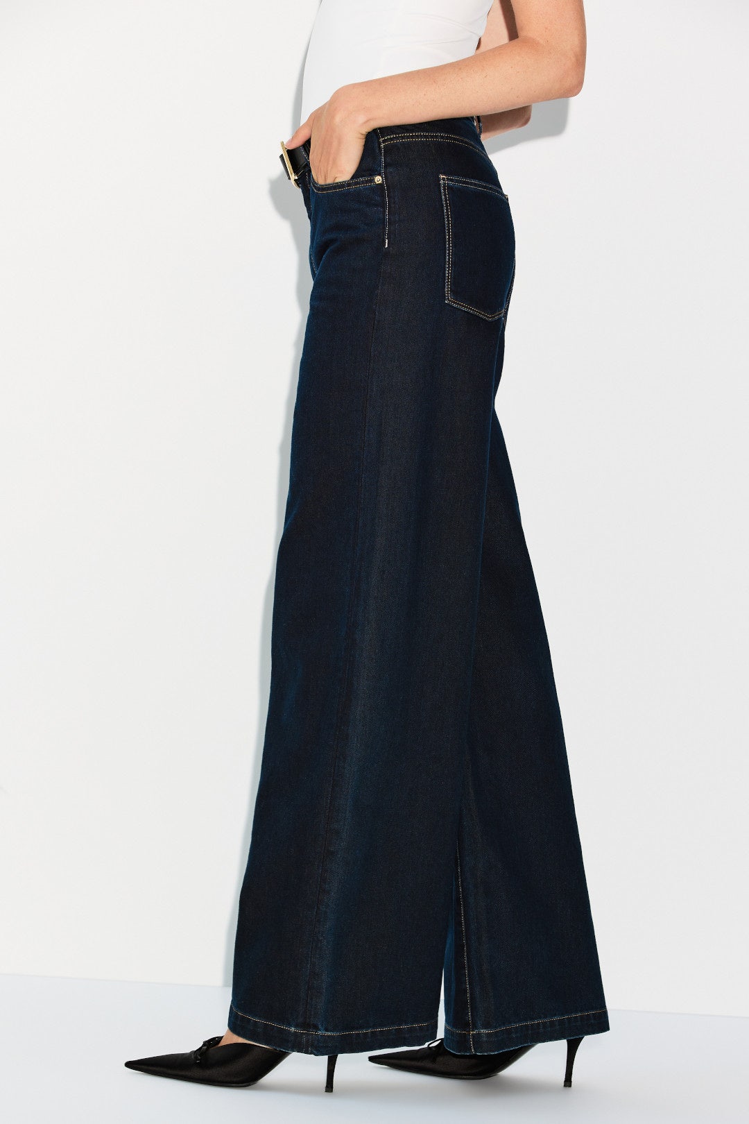 Dark Indigo Hepburn Wide Leg Jeans by DL1961 1