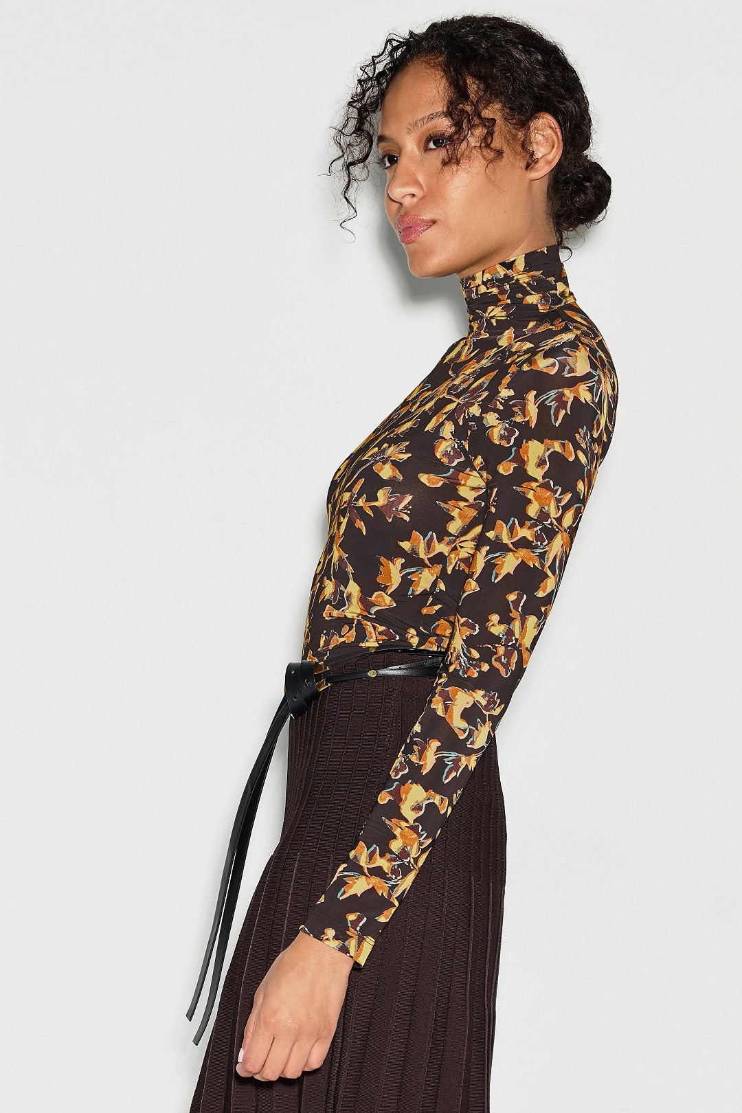 Black Floral Aurelia Turtleneck Top by Ulla Johnson 1