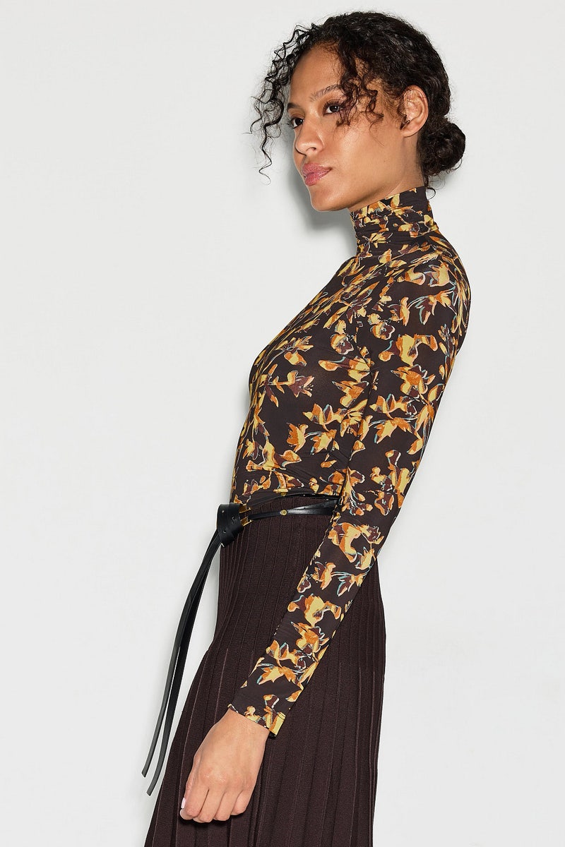 Black Floral Aurelia Turtleneck Top by Ulla Johnson - Photo 1