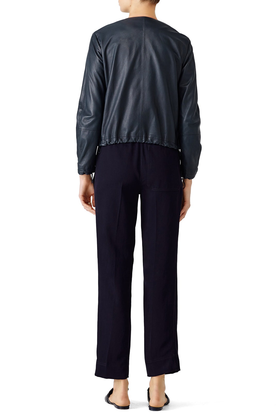 Navy Leather Golf Jacket by VINCE. 2