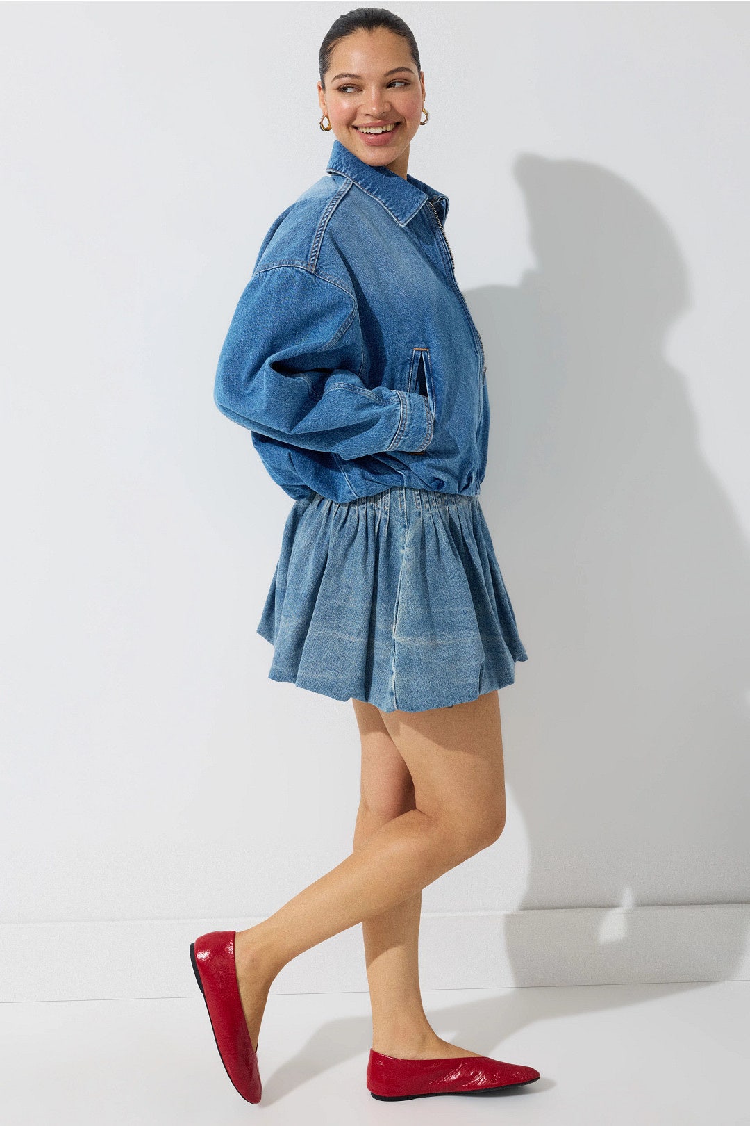 Denim Bubble Hem Jacket by Maje 1