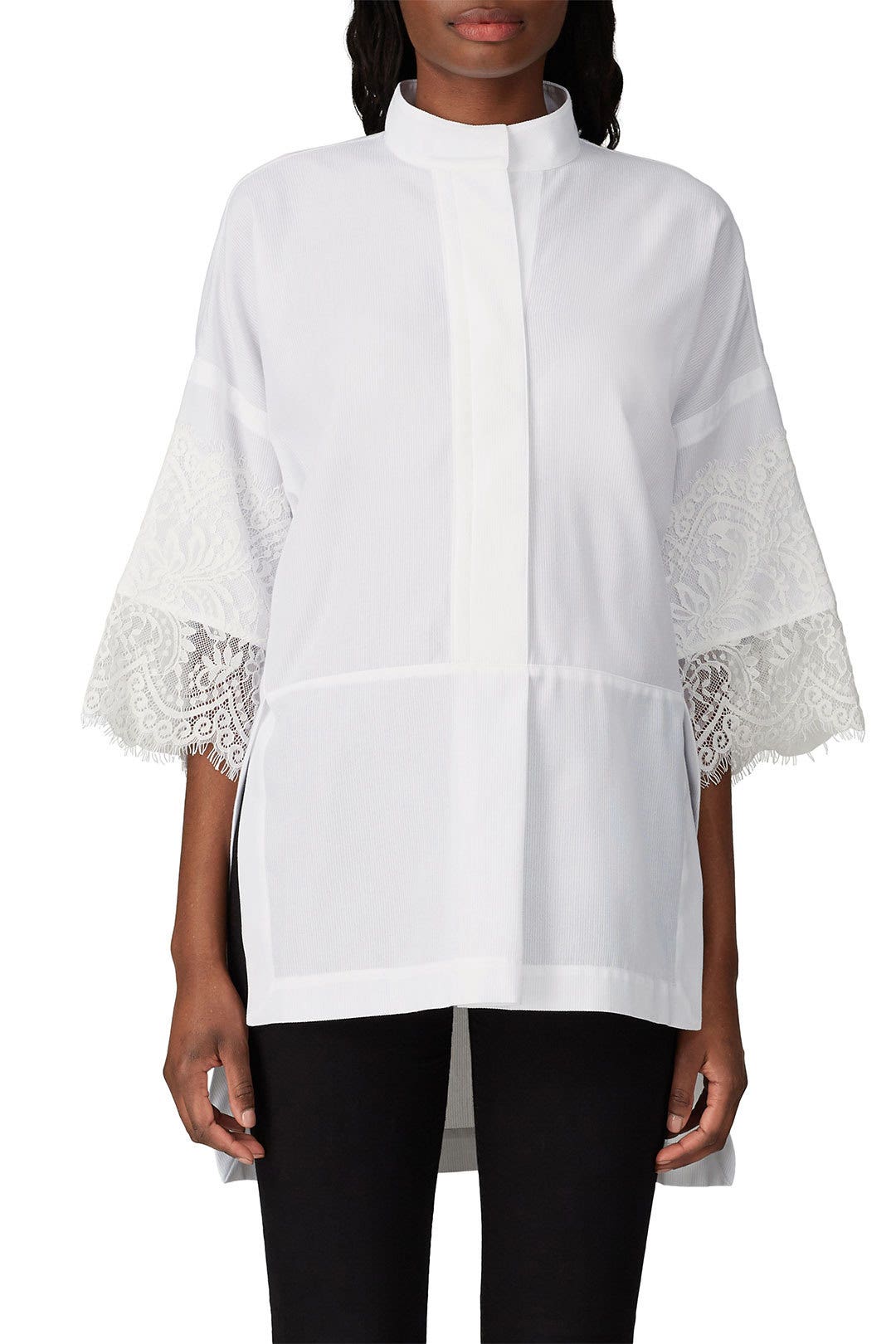 Lace Sleeve Button Down Shirt by Victor Alfaro x RTR 1