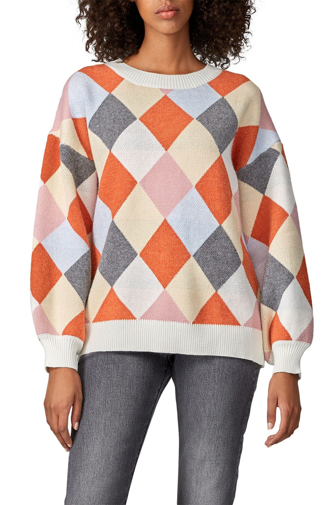 Colorblock Argyle Diamond Sweater by J.O.A. 1