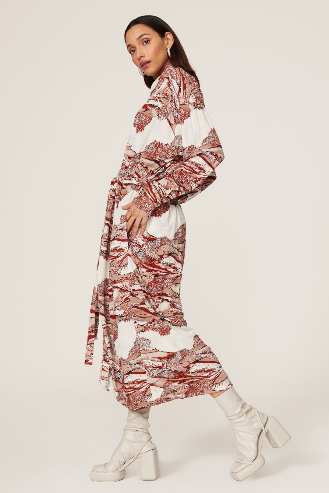 オールインワン・サロペット Proenza Schouler Printed Long Sleeve Shirtdress Swirl Print Shirtdress by Proenza Schouler | Rent the Runway