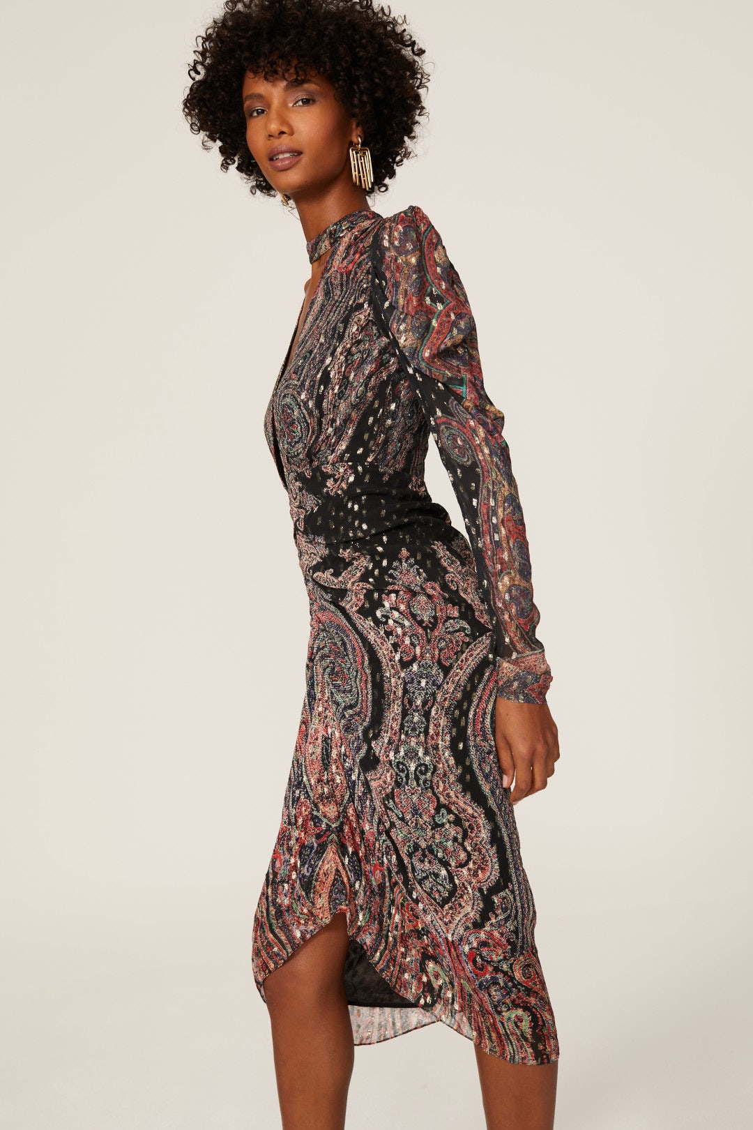 Abstract Plunge Midi Dress by ROCOCO SAND 1