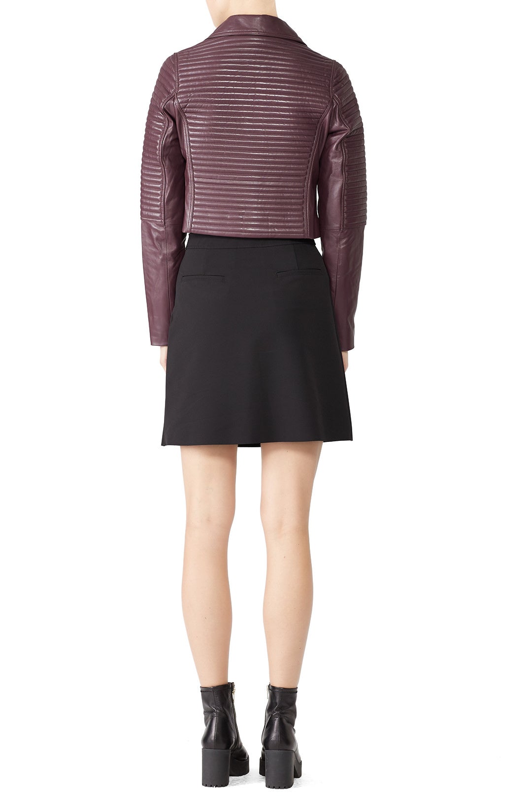 Raisin Ribbed Biker Leather Jacket by Samantha Sipos 2