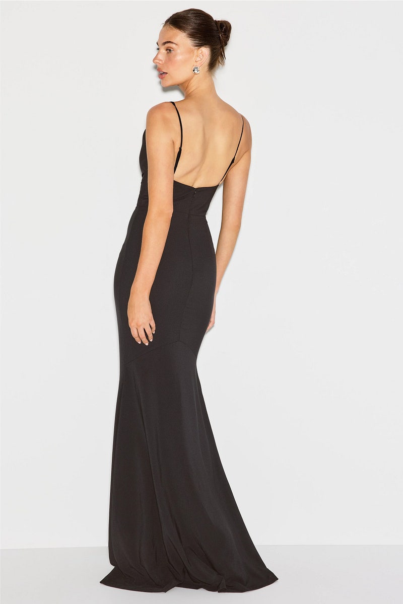chinese dress ladies Shona Joy - La Lune Plunged Cross Back Maxi Dress - Lemon
