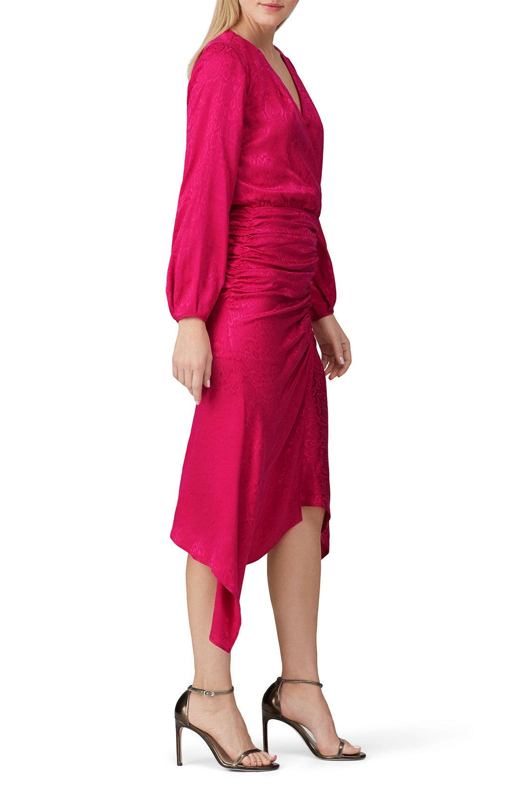 Pink High Low Surplice Dress by krisa 1