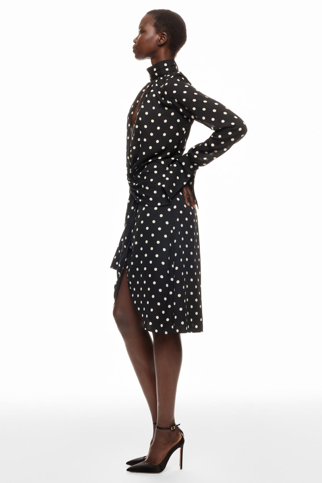 Polka Dot Crepe De Chine Midi Dress by Nina Ricci | Rent the