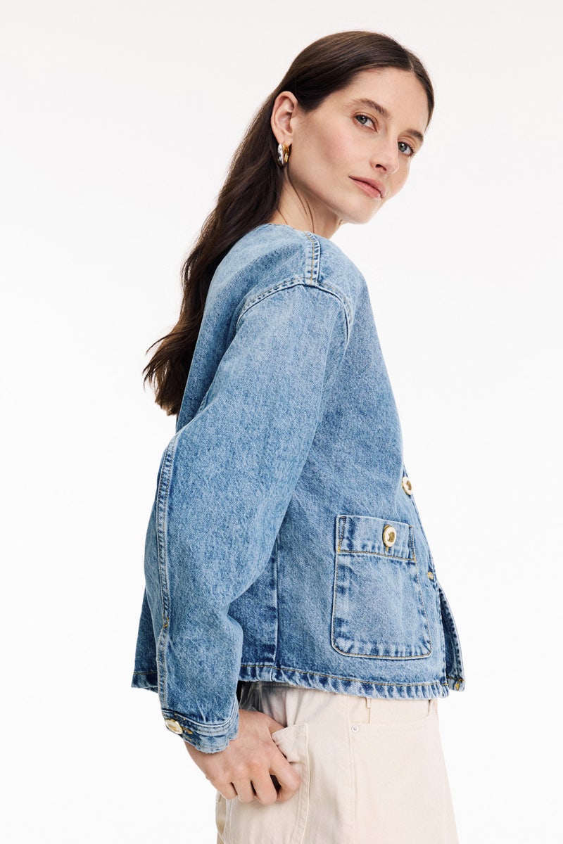 Collarless Lady Denim Jacket by Sandro - Photo 1