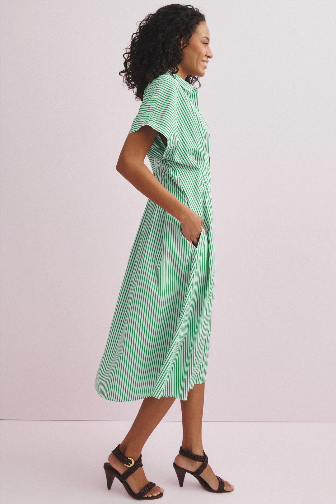 Short Sleeve Striped Collared Midi Dress by Lauren Ralph Lauren 1