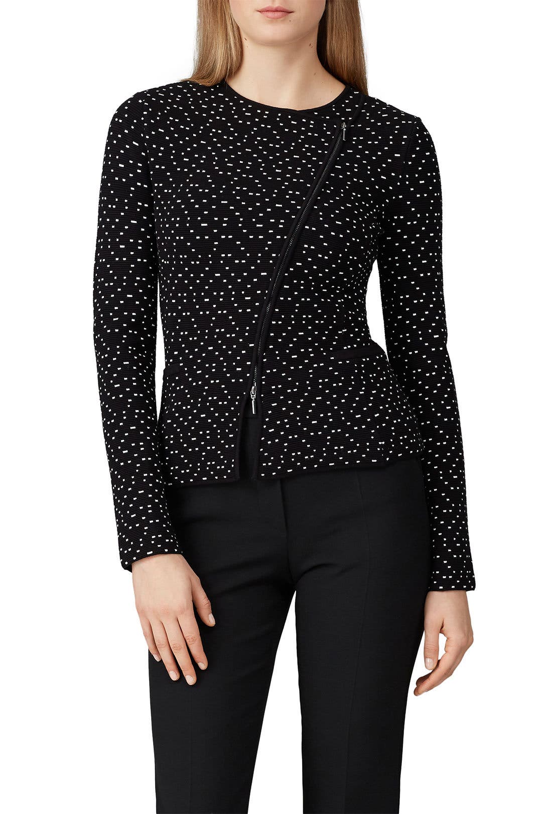 Dot Printed Asymmetrical Zip Jacket by Emporio Armani | Rent the