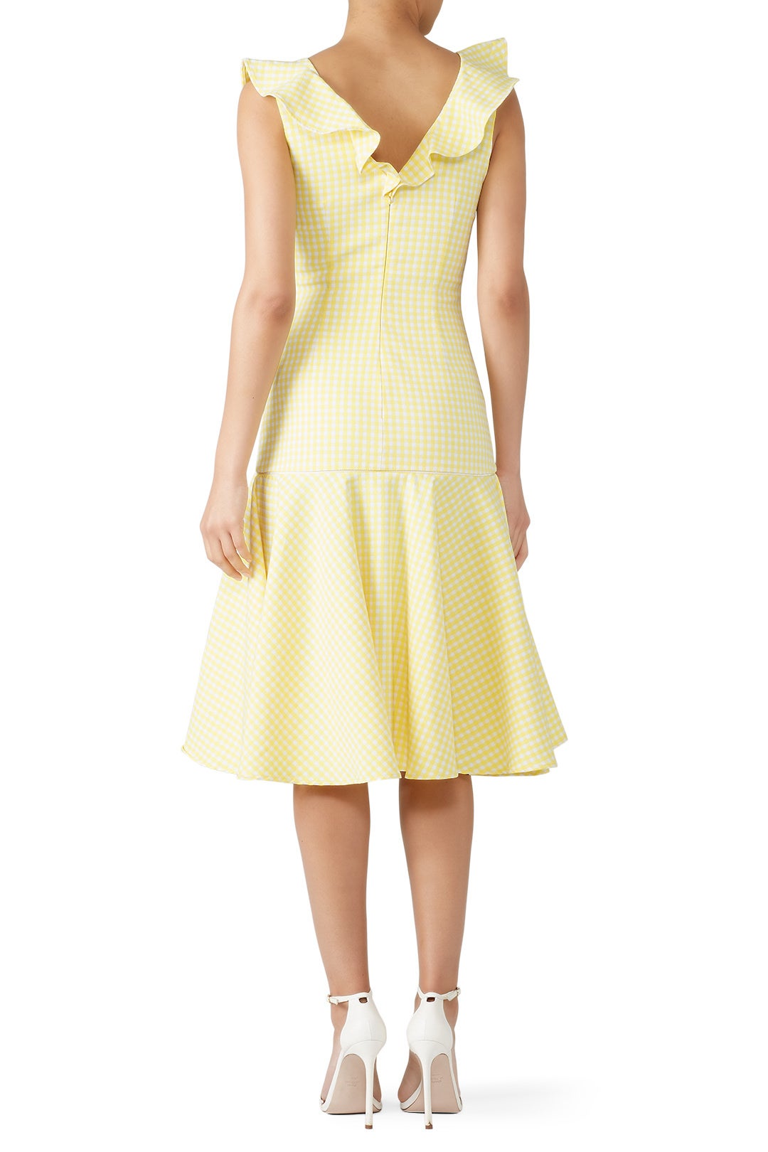 Gingham Ruffle V-Neck Dress by SIMKHAI 1