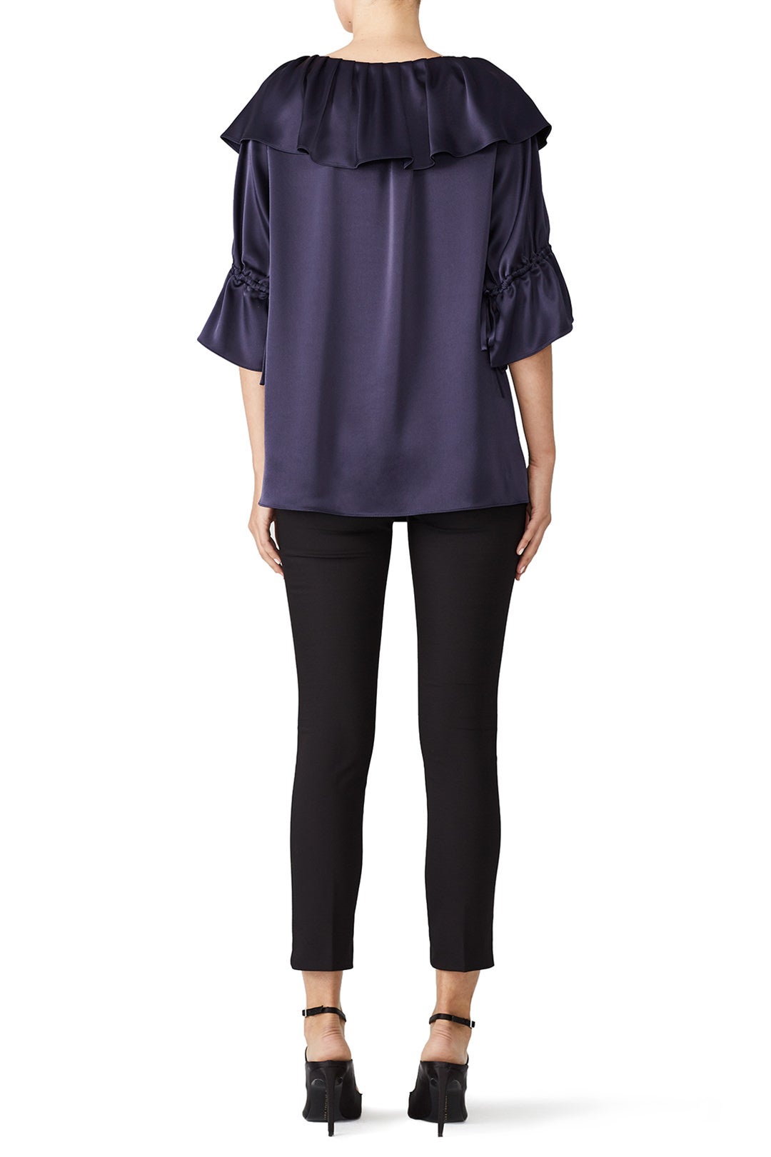 Navy Frilled Blouse by Osman 2