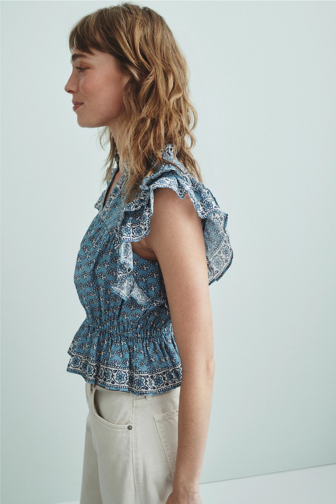Split Neck Gathered Top by Sea NY x RTR 2