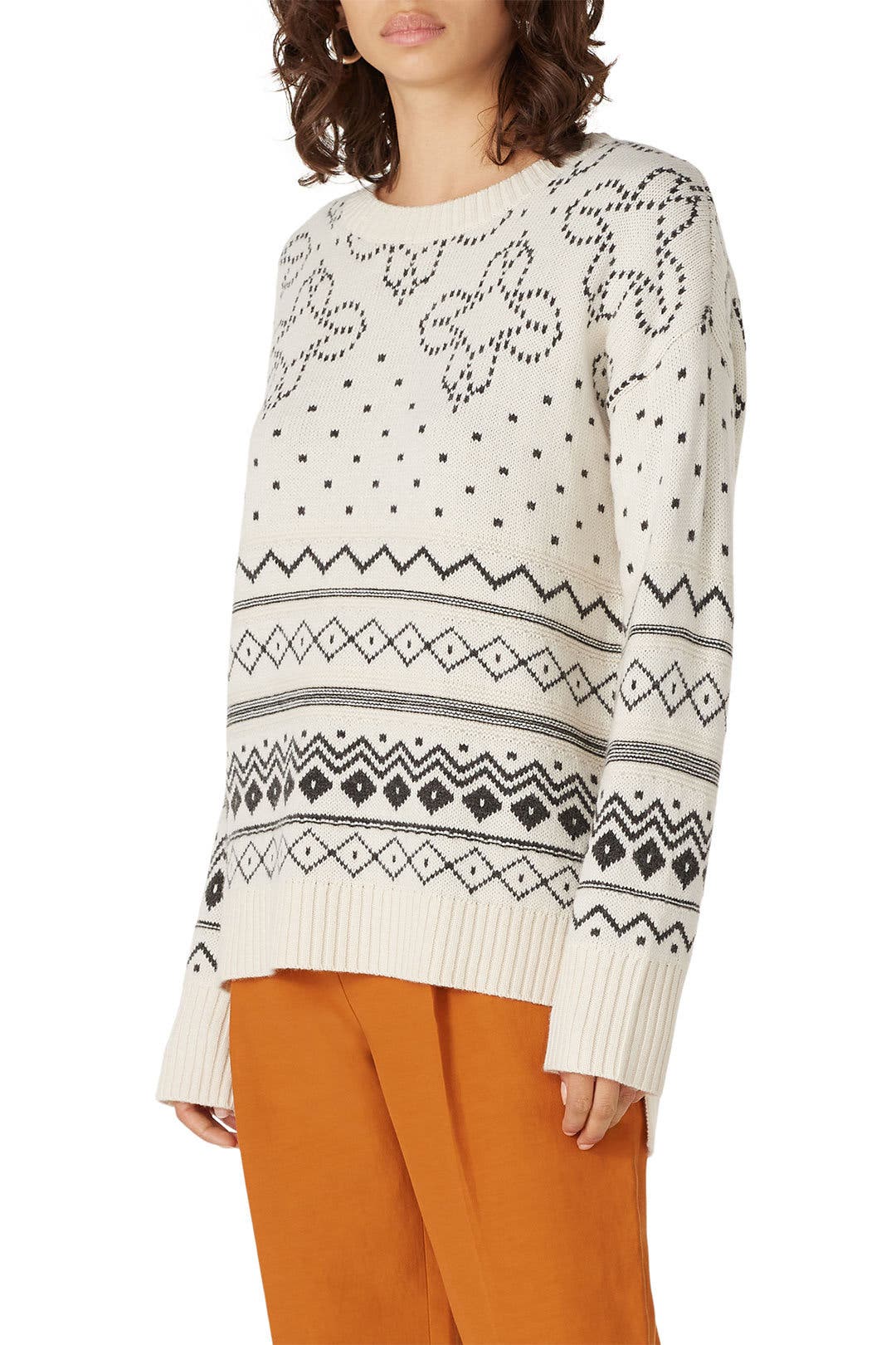 ★★ ★★ Festive Fair Isle Sweater T12E9KPO310 Happy's Place S01 Belissa Escobedo Cropped Fair Isle Sweater