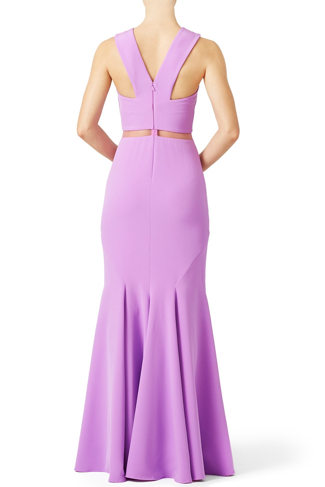 Pink Chevron Cutout Gown by Mignon 1