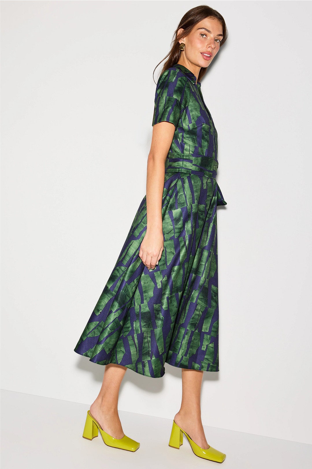 Short Sleeve Collar Full Skirt Day Dress by Badgley Mischka 1