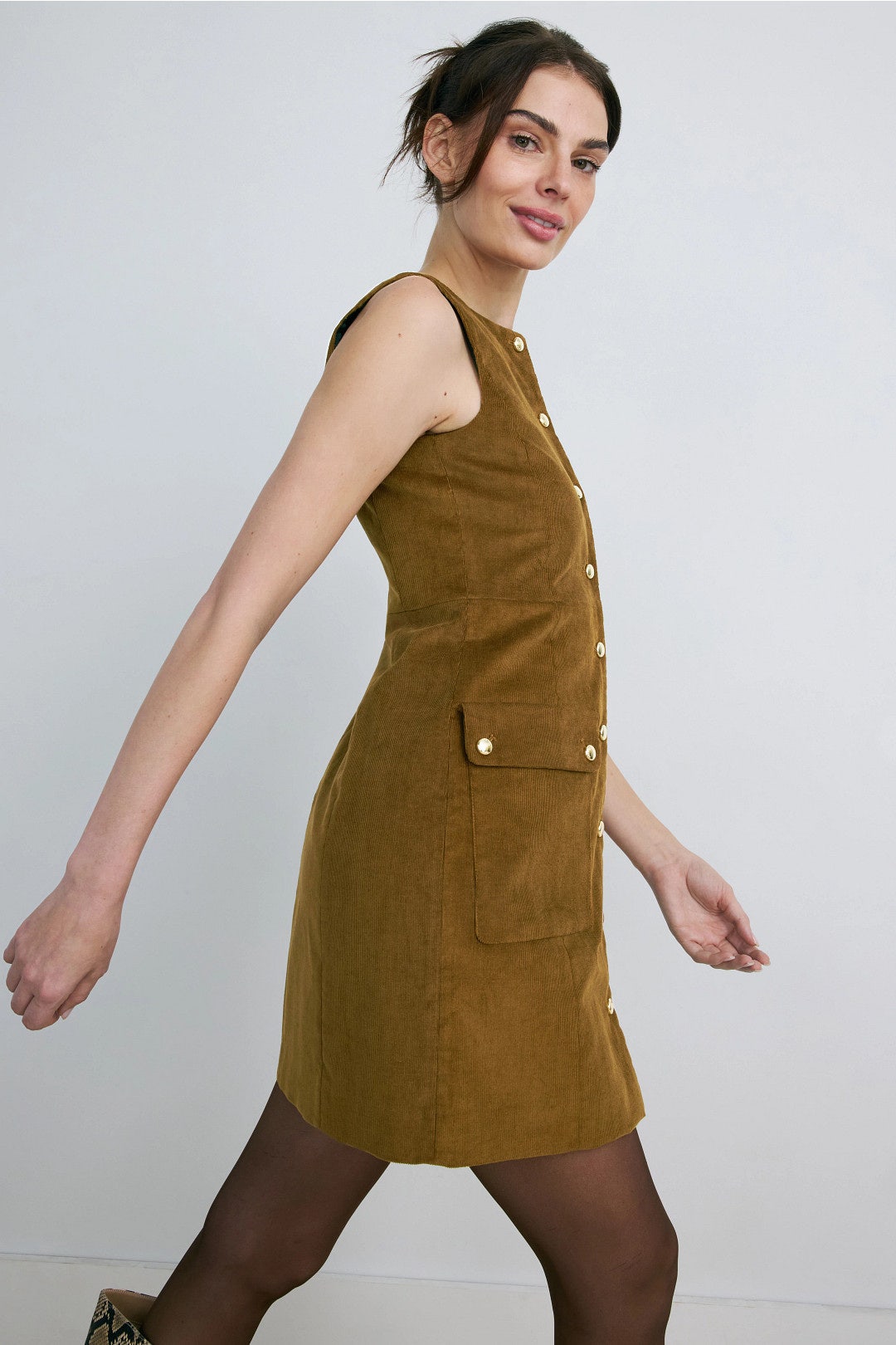 Rubelle Corduroy Sleeveless Mini Dress by Maje 1