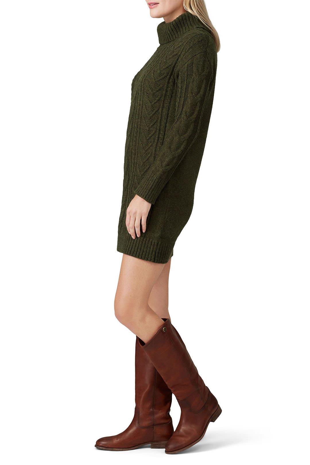 Olive Knit Penelope Sweater Dress by HEARTLOOM 1