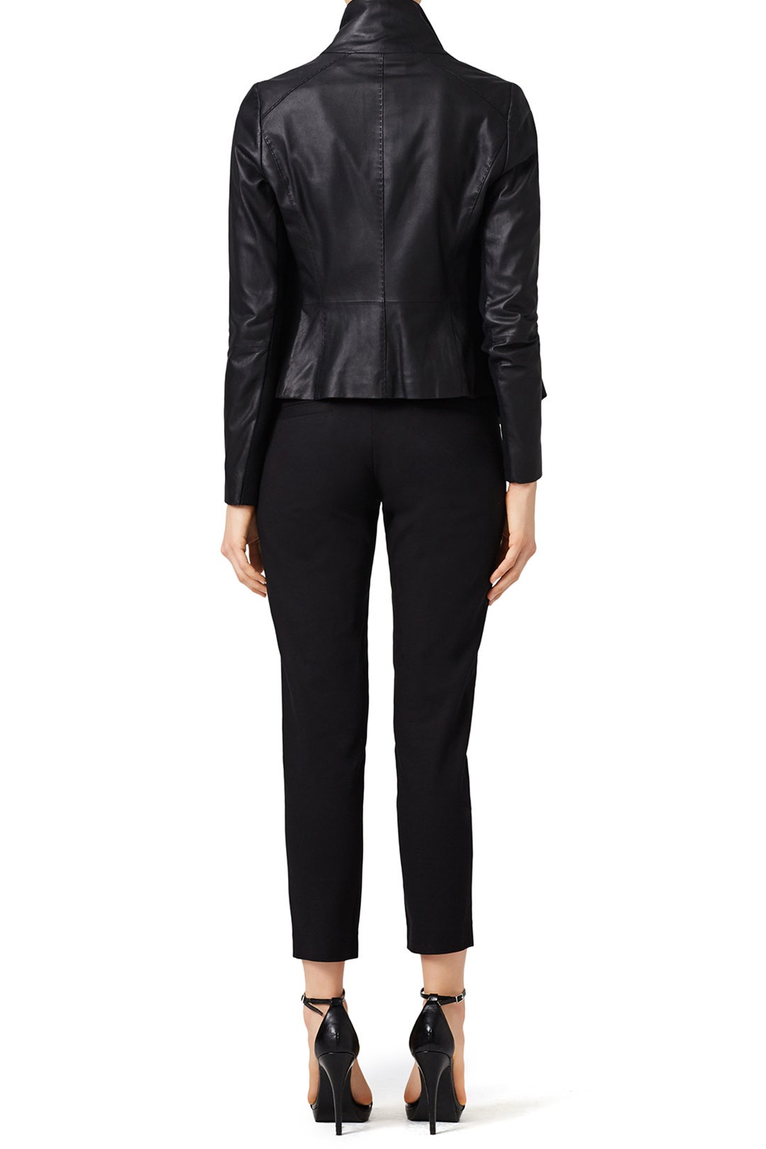 Black Feather Leather Scuba Jacket by VINCE. 1