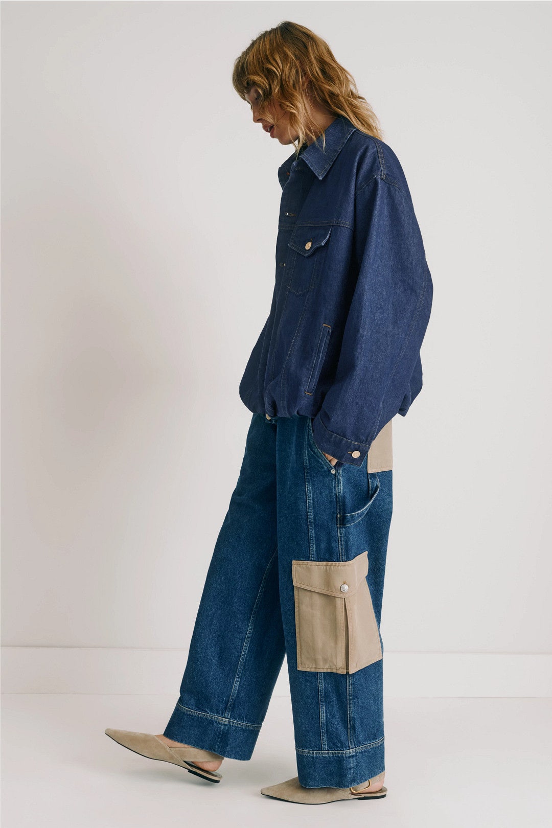 Gathered Bubble Hem Denim Jacket by 7 For All Mankind 1