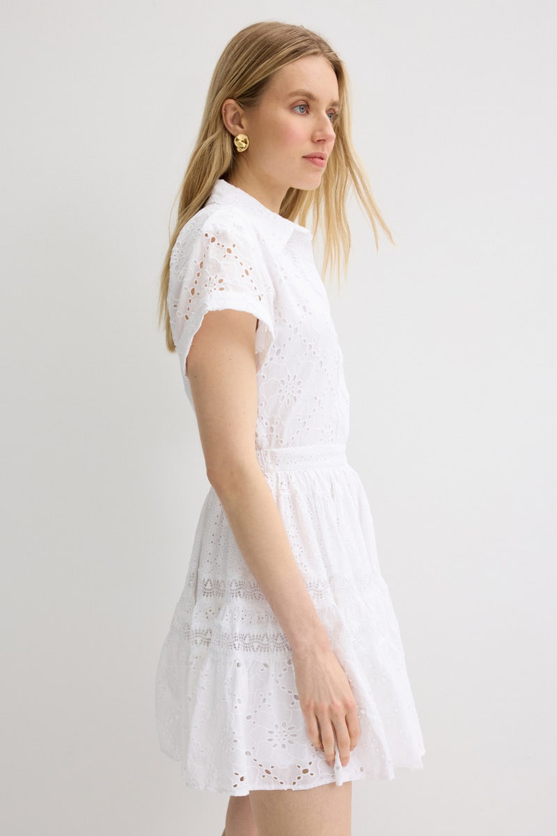 White Eyelet Mini Dress by Maje - Photo 1