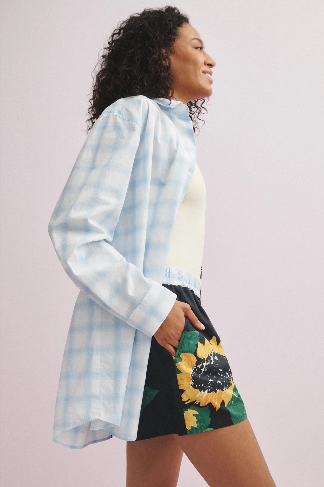Gingham Sunflower Shorts by Moschino Jeans 2