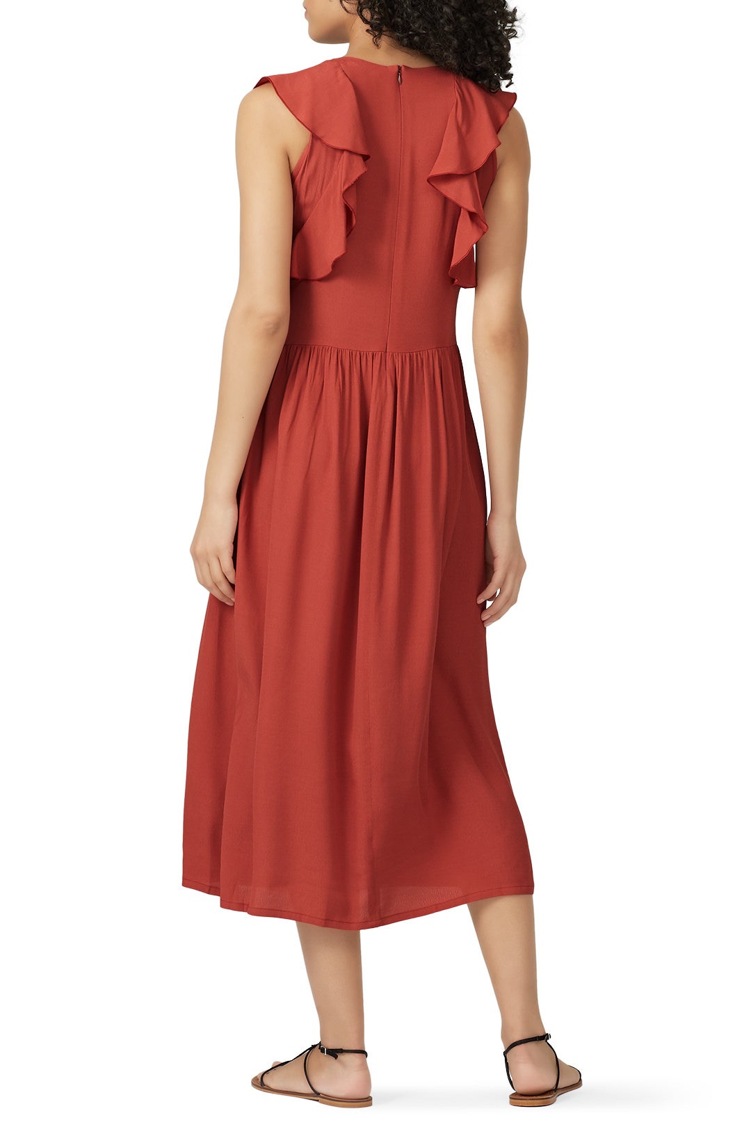 Cranberry Flutter Sleeve Dress by sita murt 1
