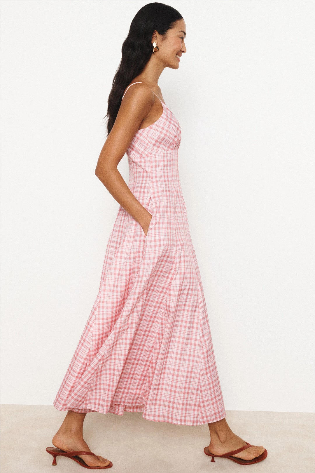 Pink Plaid Cami Maxi Dress by Rosie Assoulin 1