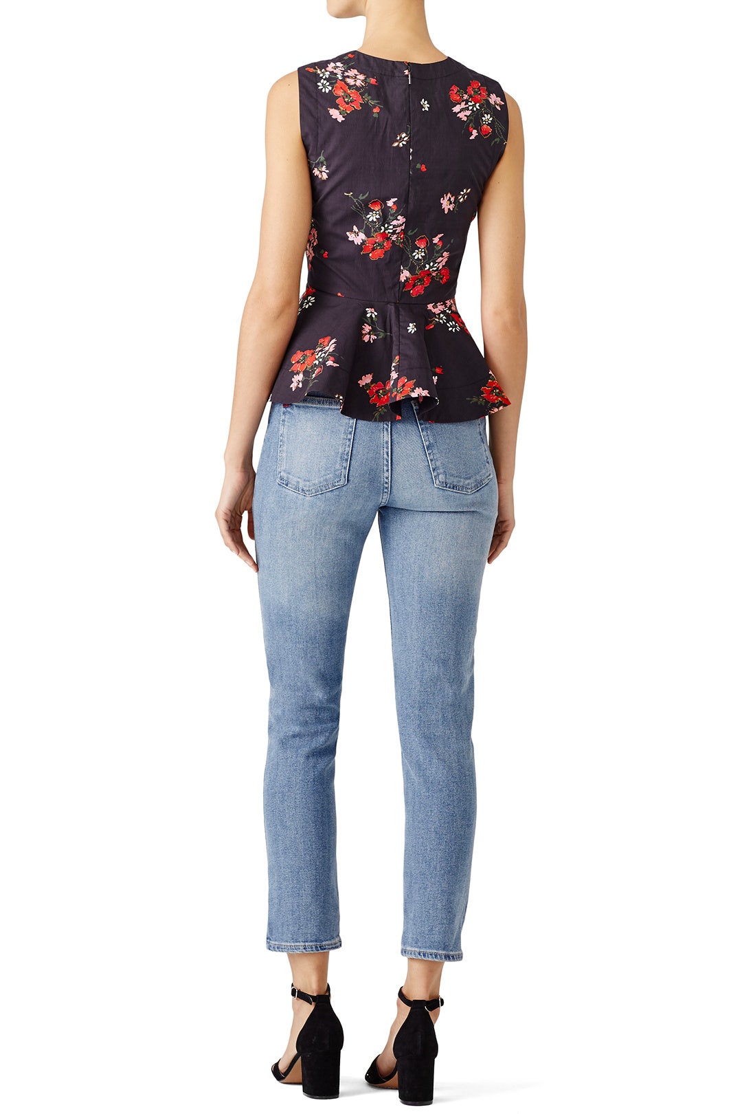 Black Floral Print Top by Rebecca Taylor NYC 2