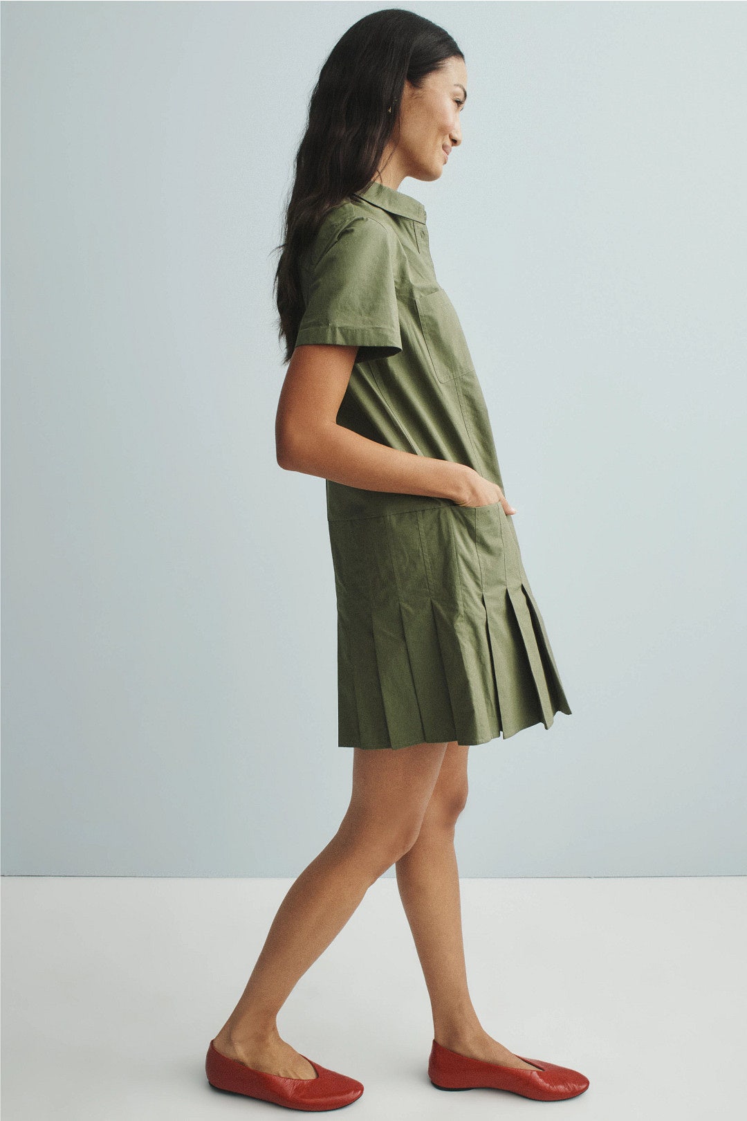 pleated utility dress Pleated Utility Shirt Dress