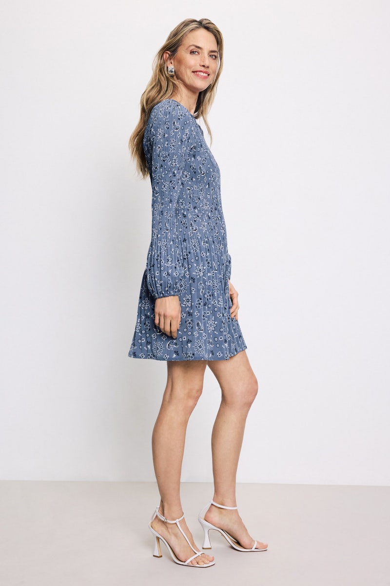 Blue Bandana Printed Mini Dress by Maje - Photo 1