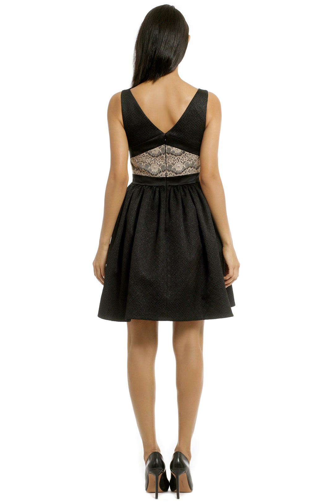 chinese dress ladies Elegant Halter Cross Over Black Lace Detailed Open Back Gown with Middle Slit L / Black