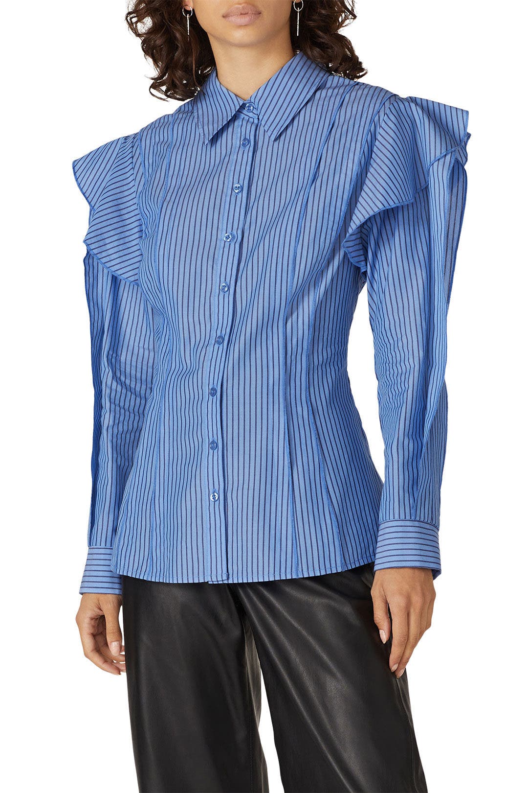 Striped Ruffle Button Down by Koché x RTR 2