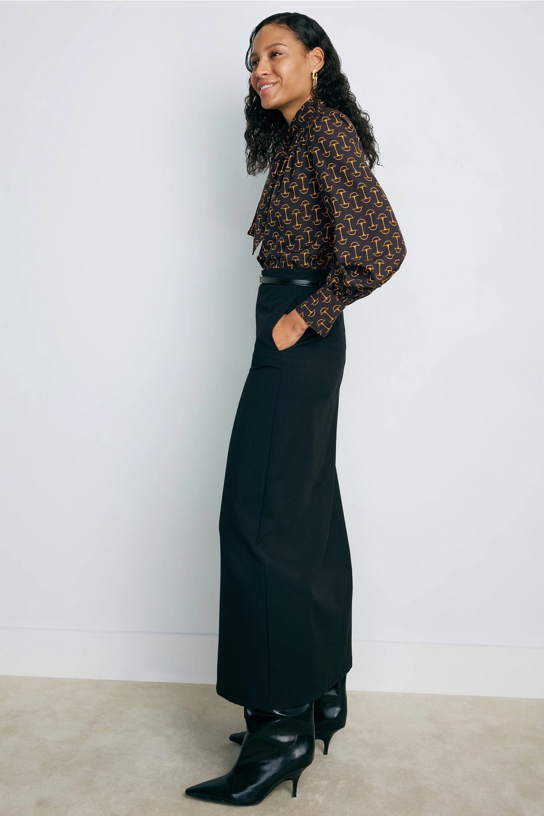 Equestrian Patterned Long Sleeve Blouse by Lauren Ralph Lauren 1