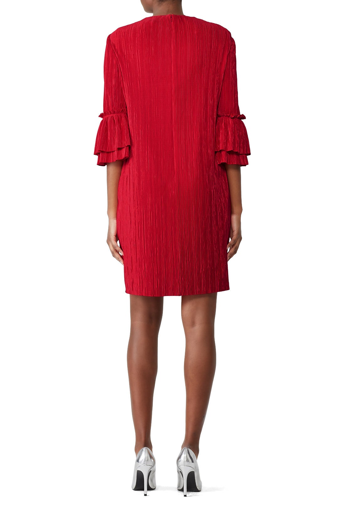 Red Pleated Shift by Badgley Mischka 1