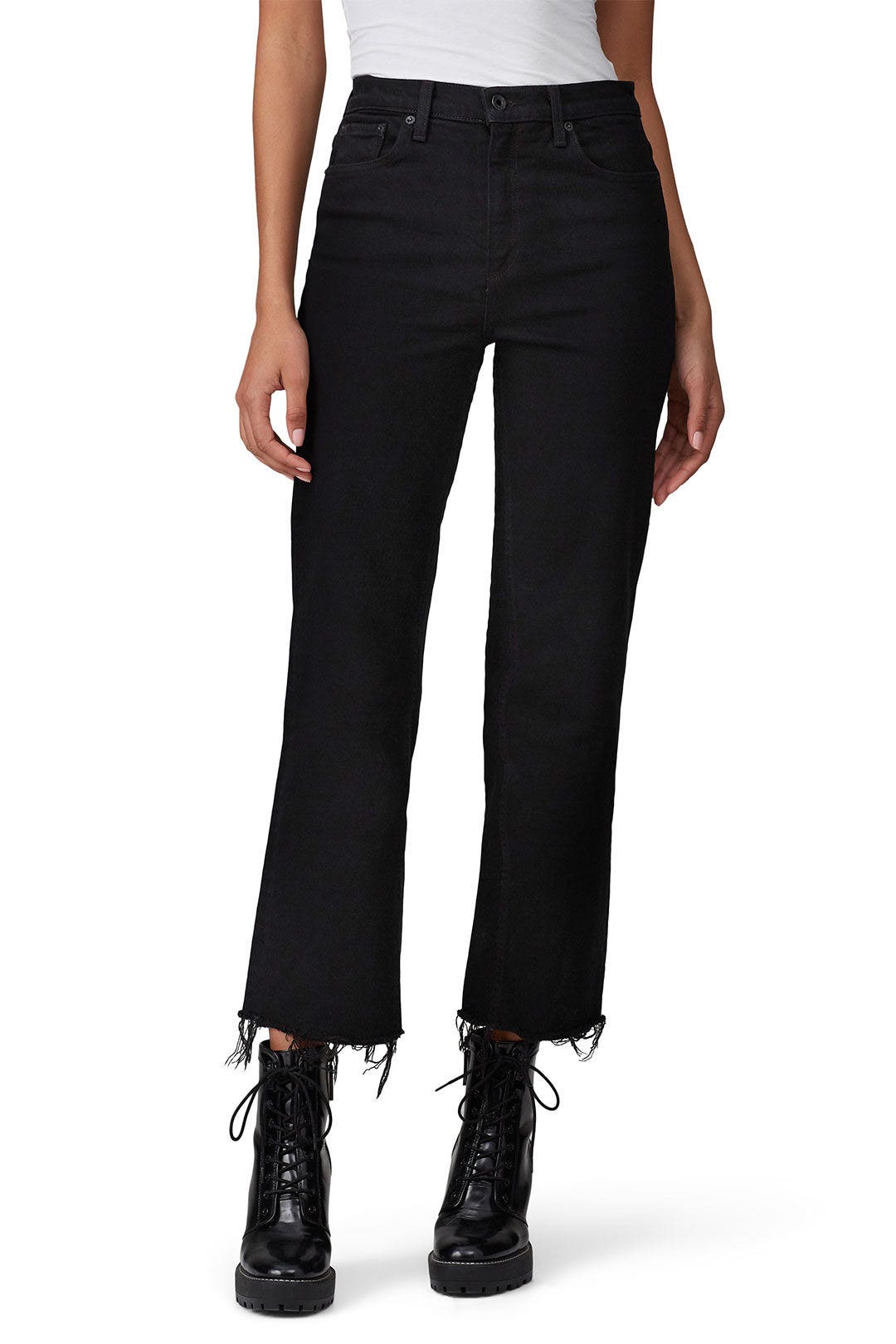 Black Resin Crop Slim Wide Leg Jeans by ASKK NY 1