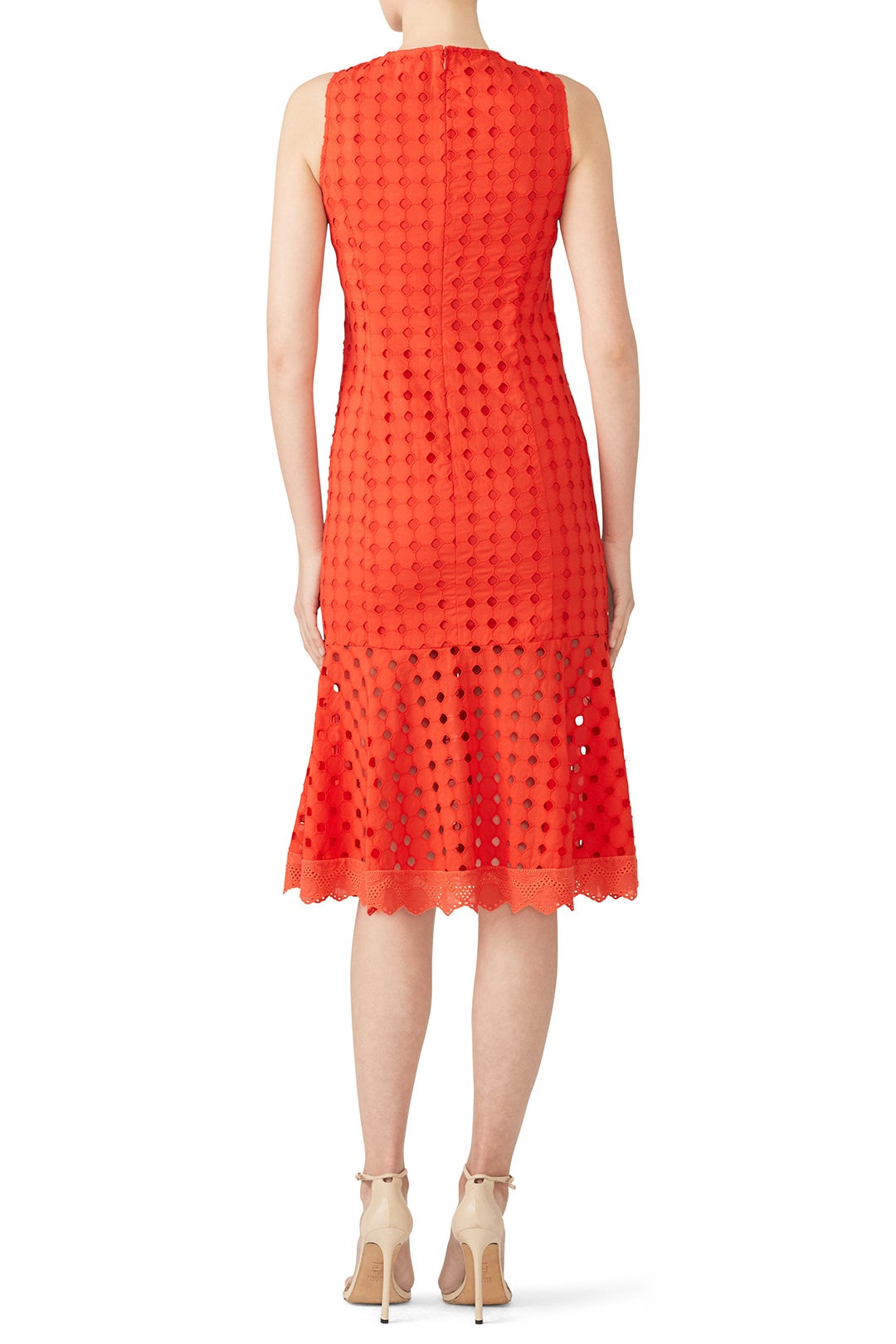 Red Eyelet Flounce Dress by Donna Morgan 1