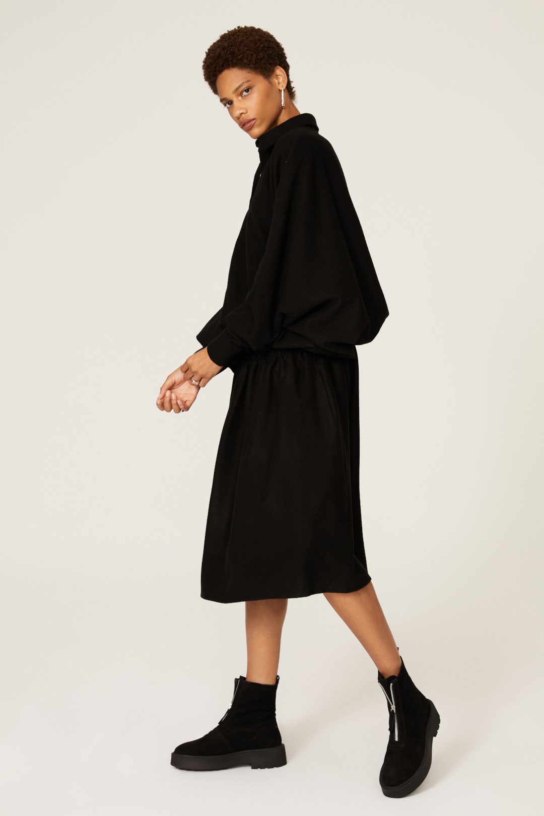 Collared Blouson Dress by Mossi 1